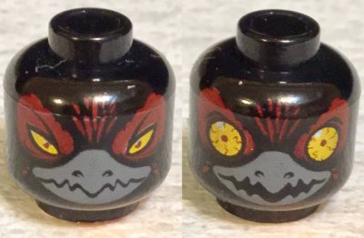 LEGO part Minifigure, Head Dual Sided Alien Chima Raven with Beak, Yellow Eyes and Dark Red Pupils, Narrowed / Wide Open Bloodshot Pattern (3626pb0874)