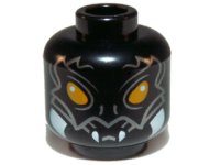 LEGO part Minifigure, Head Alien Chima Scorpion with Orange Eyes, Silver Markings, and White Fangs Pattern 3626pb1079