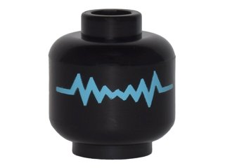 LEGO part Minifigure, Head without Face with Medium Azure Zigzag Line Pattern (3626pb1491)