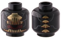 LEGO part Minifigure, Head Gold Comb Above and Below Partial Red Eye with Gold Scales on Back Pattern 3626pb2069