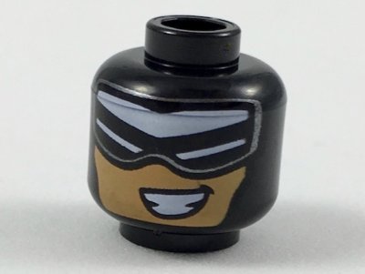 LEGO onderdeel Minifigure, Head Balaclava with White Triangular Headband, Eye Slits, Nougat Face with Smile Showing Teeth Pattern (3626pb2094)