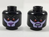 LEGO part Minifigure, Head Dual Sided Alien Female with Red Eyes, Lavender Lower Face, Smiling / Scowling Expression Pattern 3626pb2110