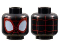 LEGO part Minifigure, Head Alien with Spider-Man Red Webbing, Large White Eyes with Light Bluish Gray Edges and Red Borders Pattern - Hollow Stud 3626pb2952