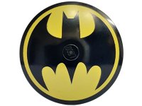 LEGO part Dish 4 x 4 Inverted (Radar) with Solid Stud with Black Bat on Yellow Background Batman Logo (Bat Signal) Pattern 3960pb023