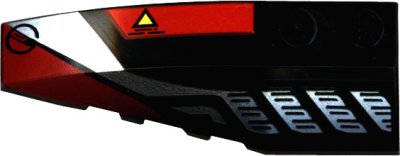 LEGO part Wedge 6 x 2 Left with Sleek Silver and Red Pattern (41748pb009)