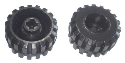 LEGO part Wheel Small Wide Hard Plastic Tread, Hole Notched for Wheels Holder Pin (41864)