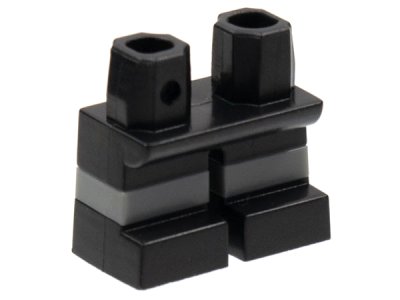 LEGO part Legs Short with Molded Horizontal Dark Bluish Gray Stripes  Pattern (41879pb025)