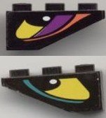 LEGO part Slope, Inverted 33 3 x 1 with Yellow Eye with Dark Turquoise Stripe Right Pattern, Both Sides Different, Model Right Side (Stickers) - Set 8257 4287pb002R