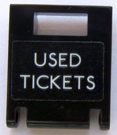 LEGO part Container, Box 2 x 2 x 2 Door with Slot with 'USED TICKETS' Pattern (Sticker) - Set 10258 (4346pb38)