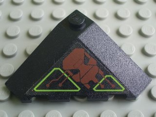LEGO part Wedge 4 x 4 (Slope 18 Corner) with Dark Red and Lime Circuitry and Skull Pattern (Sticker) - Set 7707 (43708pb02R)