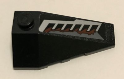 LEGO part Wedge 4 x 2 Triple Right with Silver Vents and Reddish Brown Splatters Pattern (Sticker) - Set 70228 (43711pb20)