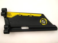 LEGO part Technic, Panel Fairing #20 Large Long, Small Hole, Side A with Yellow Border and Yellow and Silver Machinery Pattern on Inside (Stickers) - Set 8105 44350pb014