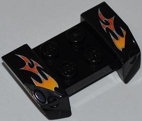 LEGO part Vehicle, Mudguard 2 x 4 with Headlights Overhang with Orange and Red Flames on Black Background Pattern on Both Sides (Stickers) - Set 8148 (44674pb23)
