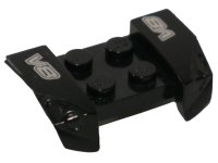 LEGO part Vehicle, Mudguard 2 x 4 with Headlights Overhang with Silver 'V8' on Black Background Pattern on Both Sides (Stickers) - Set 8151 44674pb24
