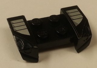 LEGO part Vehicle, Mudguard 2 x 4 with Headlights Overhang with Silver Grille on Black Background Pattern on Both Sides (Stickers) - Set 8154 (44674pb28)