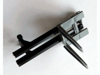 LEGO part Vehicle, Forklift Wide 1 x 2 Hinge Plate Locking Dual 2 Fingers with Spring Holder with Spring and Dark Bluish Gray Wide Forks Reinforced (4518b / bb0217 / 45707) (4518bc02)