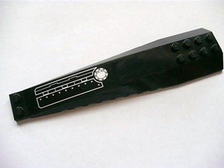 LEGO part Wedge 16 x 4 Triple Curved with Reinforcements with Silver Panels, Rivets and Filler Cap Pattern Model Right (Sticker) - Set 7787 (45301pb031R)