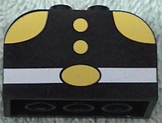 LEGO part Slope, Curved 4 x 2 x 2 Double with 4 Studs with Fireman Torso Pattern (4744px33)