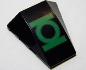 LEGO part Wedge 4 x 4 Triple Curved No Studs with Green Lantern Logo Pattern (47753pb076)
