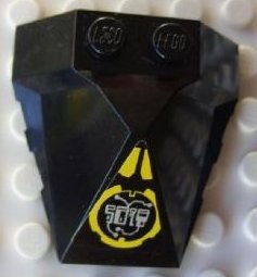 LEGO part Wedge 4 x 4 x 1 1/3 Pyramid Center with Yellow Circle with Silver Circuitry Pattern (Sticker) - Set 8105 (47757pb16)