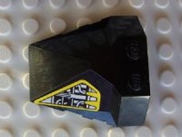 LEGO part Wedge 4 x 4 x 1 1/3 Pyramid Center with Yellow and Silver Machinery Pattern on Left Side (Sticker) - Set 8105 47757pb17