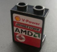 LEGO part Panel 1 x 2 x 2 - Hollow Studs with Shell, AMD and Vodafone Logo on Left Pattern (Sticker) - Sets 8672 / 8673 4864bpb031L