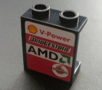 LEGO part Panel 1 x 2 x 2 - Hollow Studs with Shell, AMD and Vodafone Logo on Right Pattern (Sticker) - Sets 8672 / 8673 4864bpb031R