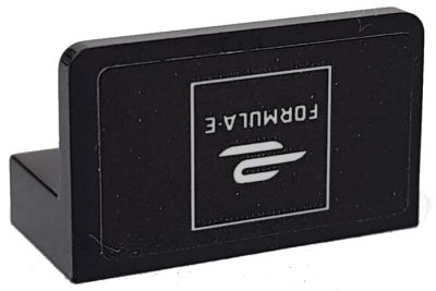 LEGO part Panel 1 x 2 x 1 with Upside Down White Formula E Logo on Black Background Pattern (Sticker) - Set 76898 (4865pb086)