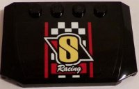 LEGO onderdeel Wedge 4 x 6 x 2/3 Triple Curved with 'S Racing' and Black and White Checkered Pattern (Sticker) - Set 60084 52031pb087