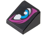 LEGO part Slope 30 1 x 1 x 2/3 with Dark Azure Eye with Magenta Eye Shadow Pattern 54200pb122