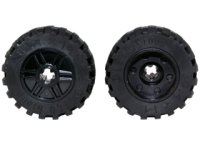 LEGO part Wheel 18mm D. x 14mm with Axle Hole, Fake Bolts and Shallow Spokes with Black Tire 30.4 x 14 Offset Tread Band Around Center of Tread (55982 / 92402) 55982c05