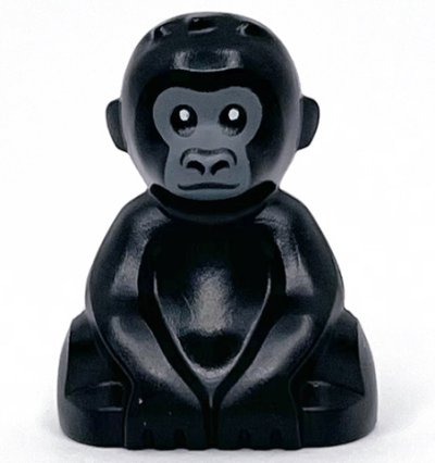 LEGO part Gorilla, Baby with Dark Bluish Gray Face Pattern (5619pb01)