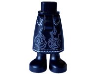 LEGO part Mini Doll Hips and Skirt Long with Light Bluish Gray and White Filigree and Black Boots Pattern - Thick Hinge 59595c00pb28
