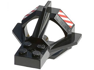 LEGO part Propeller Housing with Red and White Danger Stripes Pattern (Stickers) - Sets 1782 / 6441 / 6442 / 6557 / 6559 / 6560 / 6599 (6040pb01)