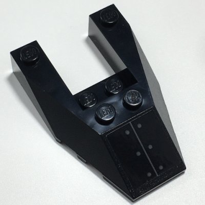 LEGO part Wedge 6 x 4 Cutout with Stud Notches with Dark Bluish Gray Line and Rivets on Black Background Pattern (Sticker) - Set 70917 (6153bpb13)