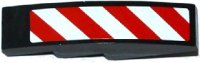 LEGO part Slope, Curved 4 x 1 with Red and White Danger Stripes Thin Pattern (White Corners) Model Left Side (Sticker) - Set 60075 61678pb082L