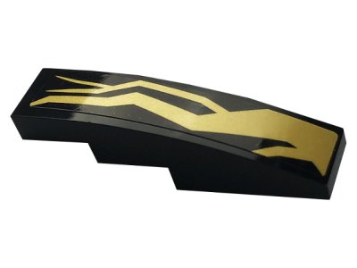 LEGO part Slope, Curved 4 x 1 with Gold Lightning Energy Pattern Model Right Side (Sticker) - Set 70666 (61678pb132R)