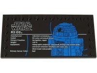LEGO part Tile, Modified 6 x 12 with Studs on Edges with Star Wars Logo and 'R2-D2' Pattern 6178pb043