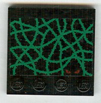 LEGO onderdeel Tile, Modified 4 x 4 with Studs on Edge with Green Vines and Red Eyes Pattern (Sticker) - Set 4766 6179pb002