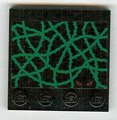 LEGO part Tile, Modified 4 x 4 with Studs on Edge with Green Vines and Red Eyes Pattern (Sticker) - Set 4766 (6179pb002)