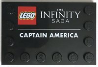 LEGO onderdeel Tile, Modified 4 x 6 with Studs on Edges with 'THE INFINITY SAGA' and 'CAPTAIN AMERICA' Pattern 6180pb166