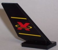 LEGO part Tail Shuttle with Red Extreme Team Logo and 2 Yellow Lines on Black Background Pattern on Both Sides (Stickers) - Sets 6580 / 6582 6239pb001