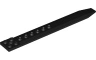 LEGO part Plate, Modified 2 x 16 with Angled Side Extensions and Axle Hole (Rotor Blade) 62743