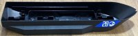 LEGO part Boat, Hull Unitary 51 x 12 x 6 with Side Bulges, Base with Silver '28' and Jurassic World Logo on Blue Background Pattern on Both Sides and Back (Stickers) - Set 76942 62791pb02