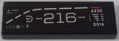LEGO part Tile 1 x 3 with Dashboard Display with White Lines, '216', '6230' and '2016' Pattern (Sticker) - Set 42154 (63864pb321)