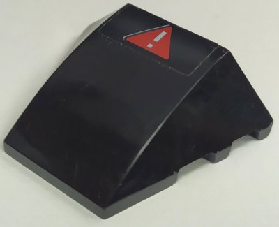 LEGO part Wedge 4 x 3 Triple Curved No Studs with White Exclamation Mark in Red Warning Triangle Pattern (Sticker) - Set 70908 (64225pb054)