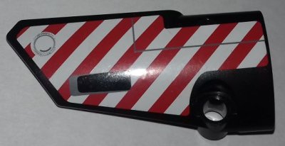 LEGO part Technic, Panel Fairing # 3 Small Smooth Long, Side A with Red and White Danger Stripes Pattern (Sticker) - Set 9395 (64683pb037)