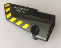 LEGO part Technic, Panel Fairing # 3 Small Smooth Long, Side A with '4X4 8CYL' and Black and Yellow Danger Stripes Pattern (Sticker) - Set 42082 64683pb048