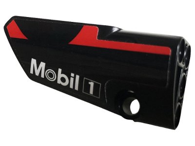 LEGO onderdeel Technic, Panel Fairing # 3 Small Smooth Long, Side A with White Mobil 1 Logo and Red Stripe Pattern (Sticker) - Set 42096 (64683pb059)