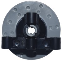 LEGO part Technic, Steering Axle with 2 Pin Holes and 2 Arms with Axle Holes without Slots (Reinforced) with Dark Bluish Gray Wheel Hub 3 Pin Holes Round (65766 / 35189) 65766c02